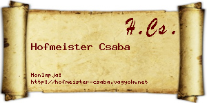 Hofmeister Csaba névjegykártya